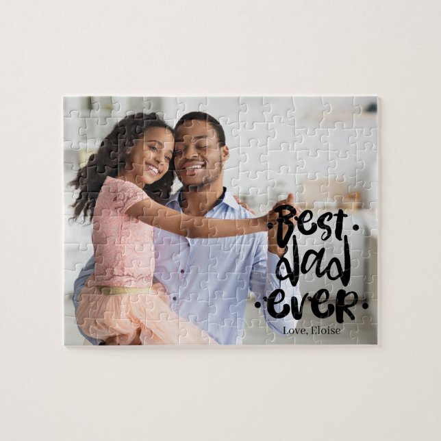 Best Dad Ever Photo Black Script Overlay Daughter Pussel (Horisontell)