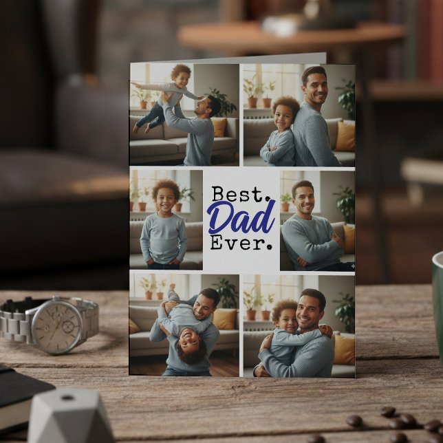 Best Dad Ever Photo Collage Birthday Father's Day Kort (Skapare uppladdad)
