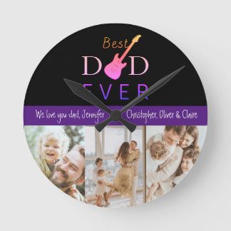 Best Dad Ever Photo Collage Custom Father’s Day Rund Klocka