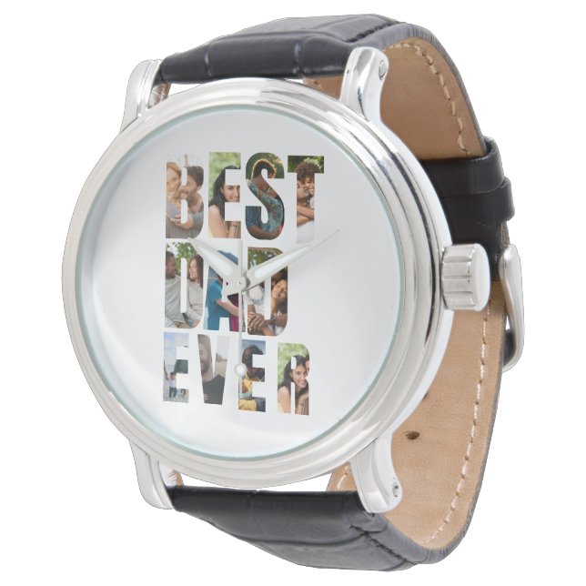 Best Dad Ever | Photo Collage Placeholder Template Armbandsur (Vinklad)