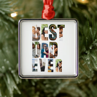Best Dad Ever | Photo Collage Placeholder Template Julgransprydnad Metall