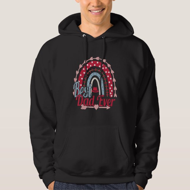 Best Dad Ever Rainbow Daddy Papa Father s Day 2023 Hoodie (Framsida)