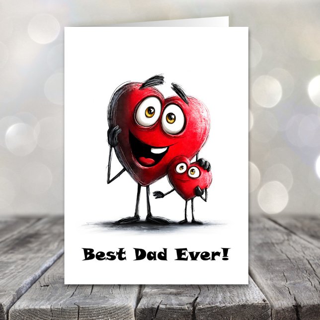 Best Dad Ever Red Hearts Father’s Day Card Helgkort (Skapare uppladdad)