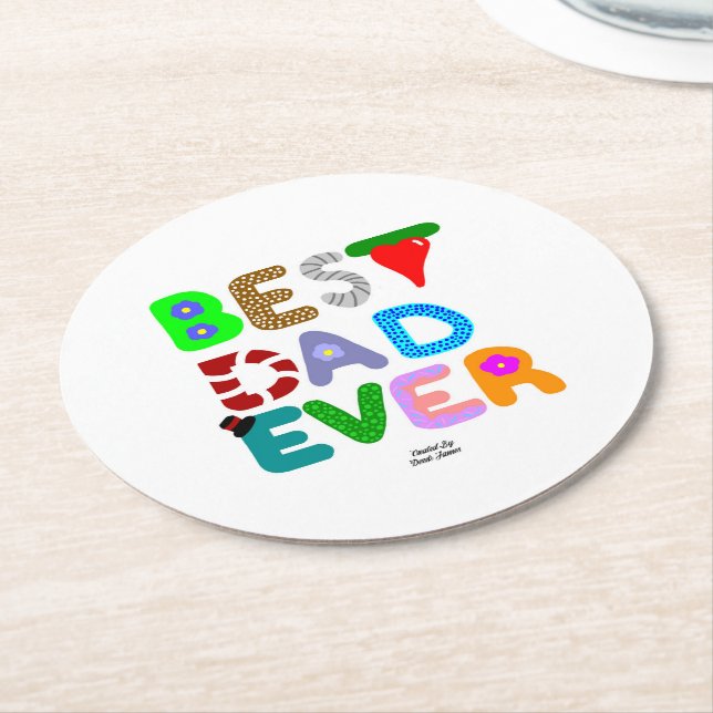 Best Dad Ever Round Paper Coaster Underlägg Papper Rund (Vinklad)