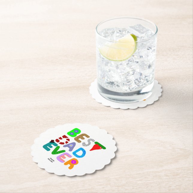 Best Dad Ever Scalloped Round Paper Coaster Underlägg Papper (Insitu)