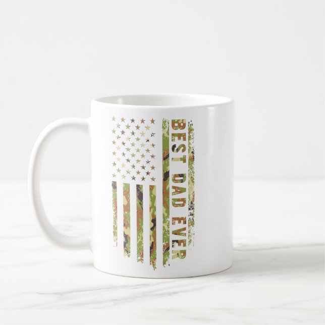 Best Dad Ever US Patriot Camouflage American Flag Kaffemugg (Vänster)
