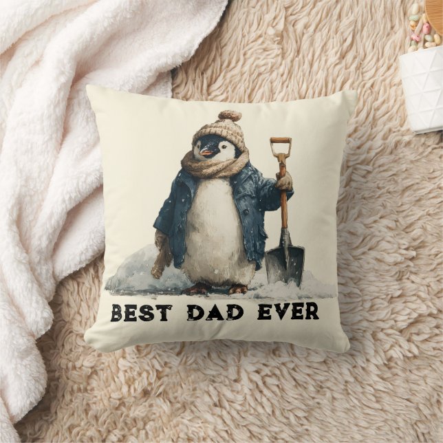 Best Dad Ever Winter Penguin Design Kudde (Filt)