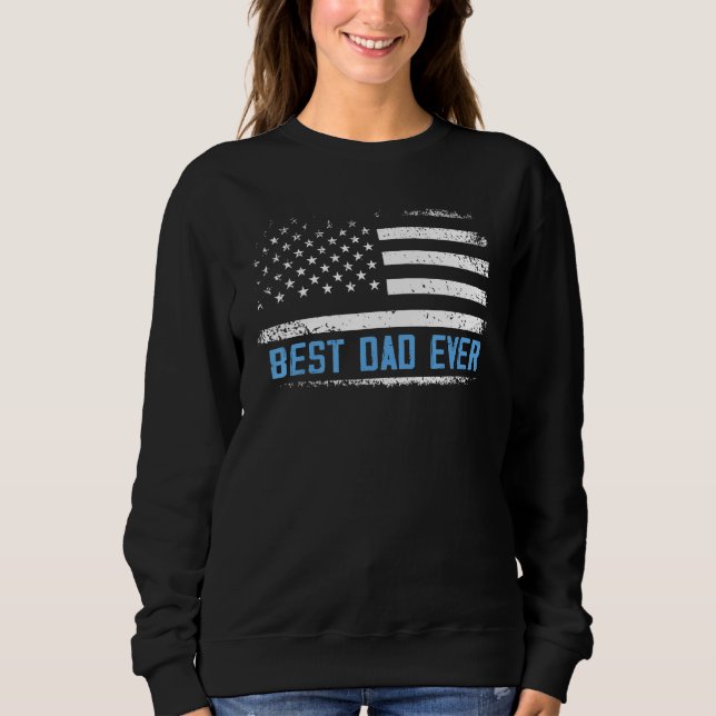 Best Dad Ever With US American Flag Gifts Fathers  T Shirt (Framsida)