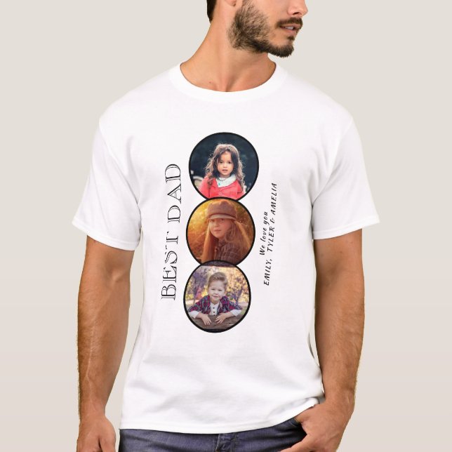 Best Dad Father`s Day 3 Oval Photo Collage T Shirt (Framsida)