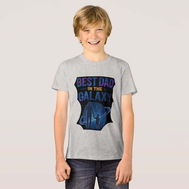 Best Dad in the Galaxy – Father and Son Earth T Shirt (Framsida Full)