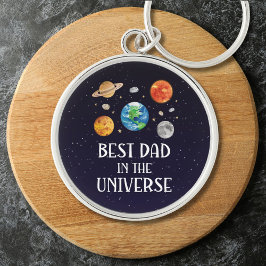 Best Dad in The Universe Funny Quote Fathers Day Rund Silverfärgad Nyckelring