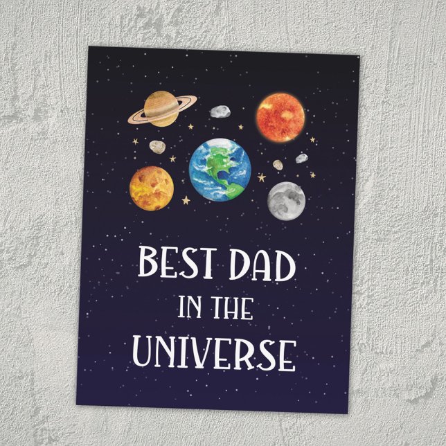 Best Dad in The Universe Funny Quote Fathers Day Vykort (Skapare uppladdad)
