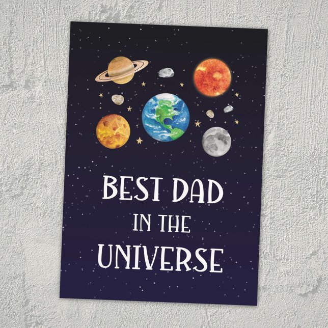 Best Dad in The Universe Quote Fathers Day Flat Kort (Skapare uppladdad)