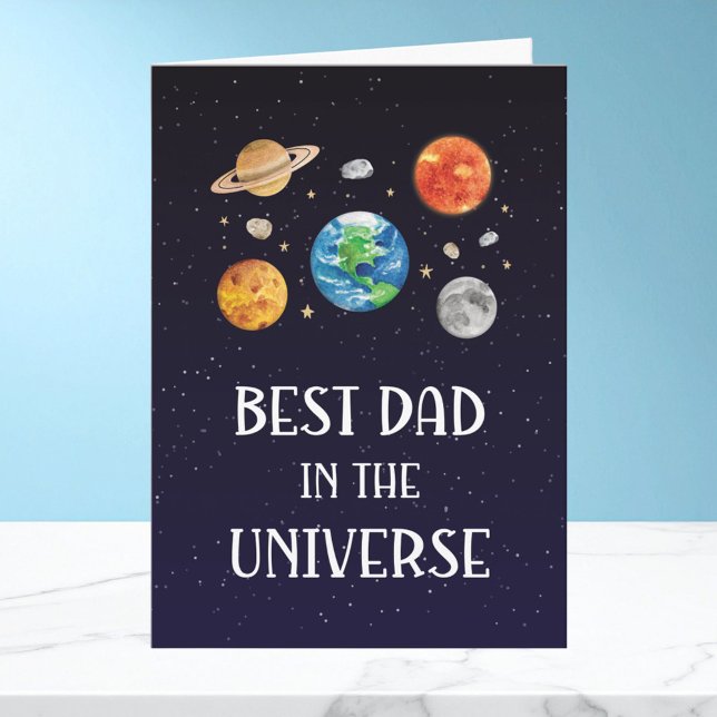 Best Dad in The Universe Quote Fathers Day Folded Kort (Skapare uppladdad)