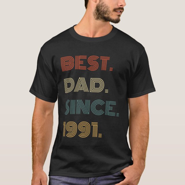 Best Dad Since 1991 Clothes  for Him Men Retro Vin T Shirt (Framsida)