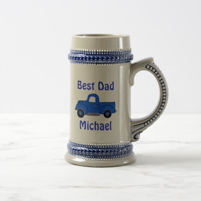 Best Dad Vintage Handpainted Blue Truck Sejdel (Höger)