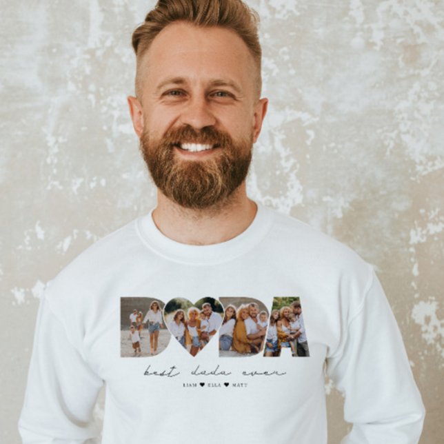 Best Dada, 4 fotokollage, första Fars dag Lång Ärmad Tröja (Skapare uppladdad)