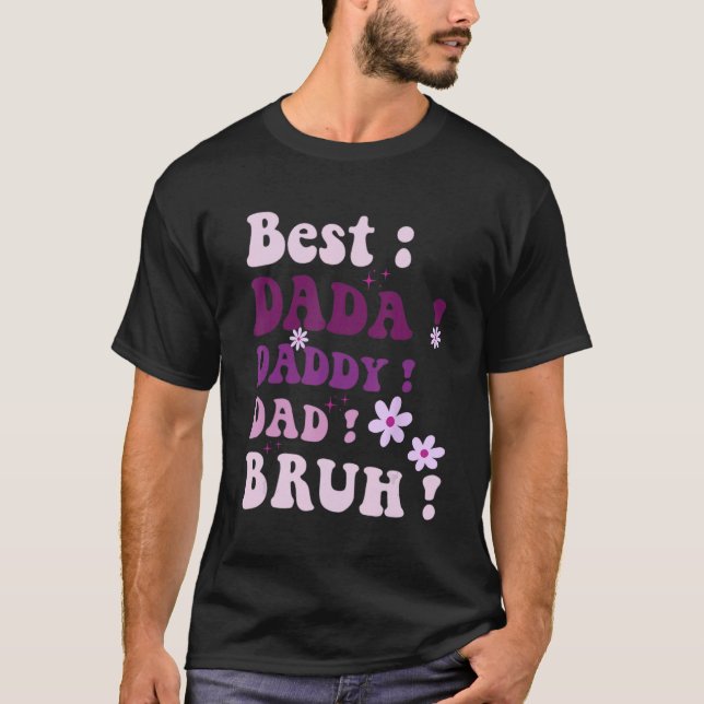 Best Dada Daddy Dad Bruh Fathers Day Purple Groovy T Shirt (Framsida)