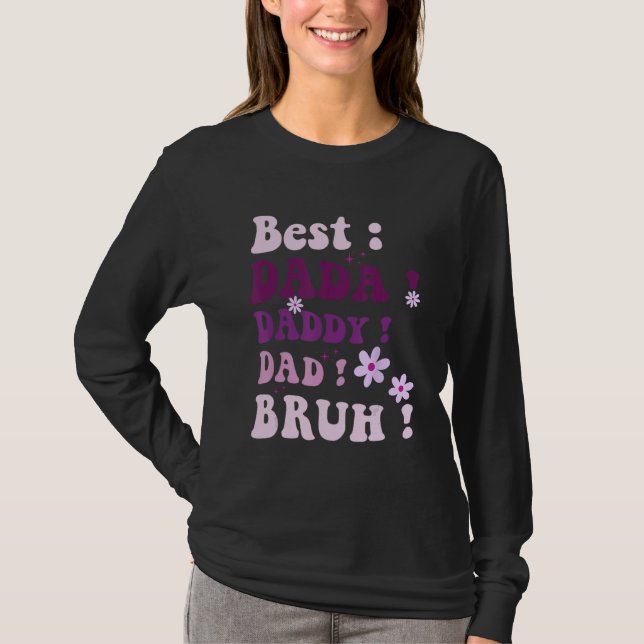 Best Dada Daddy Dad Bruh Fathers Day Purple Groovy T Shirt (Framsida)