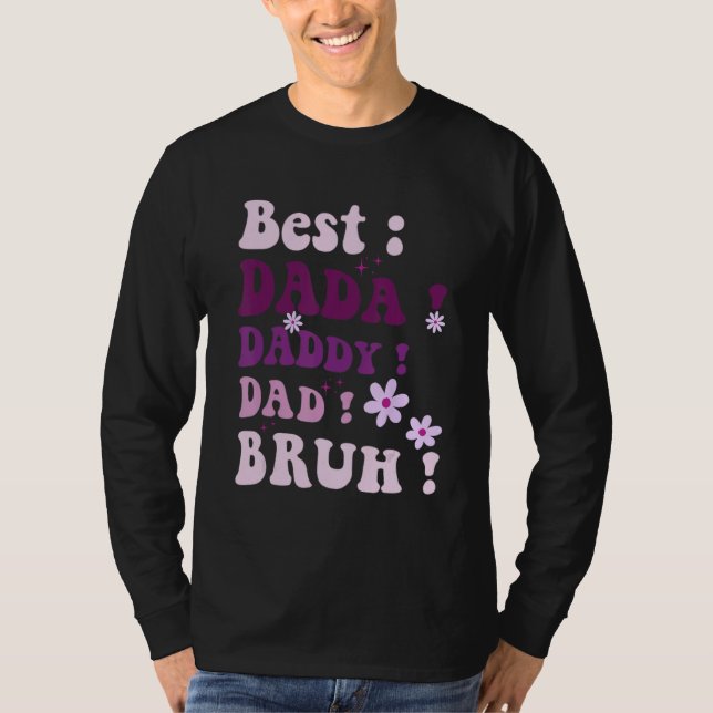 Best Dada Daddy Dad Bruh Fathers Day Purple Groovy T Shirt (Framsida)