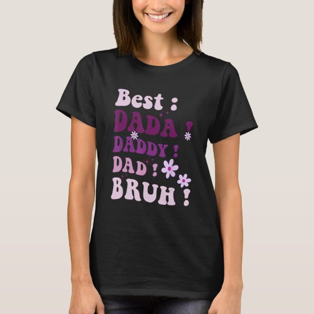 Best Dada Daddy Dad Bruh Fathers Day Purple Groovy T Shirt (Framsida)