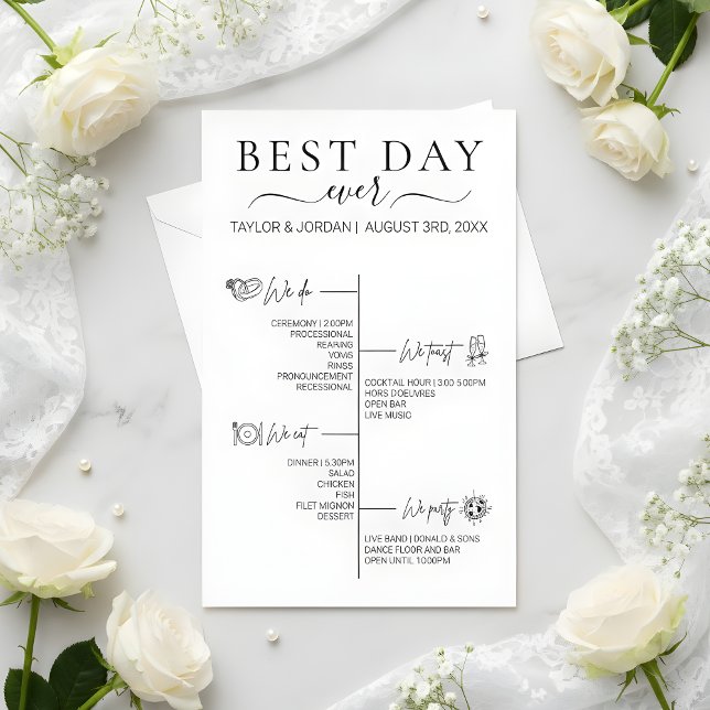 Best Day Ever | Minimalist Wedding Itinerary  Flygblad (Skapare uppladdad)