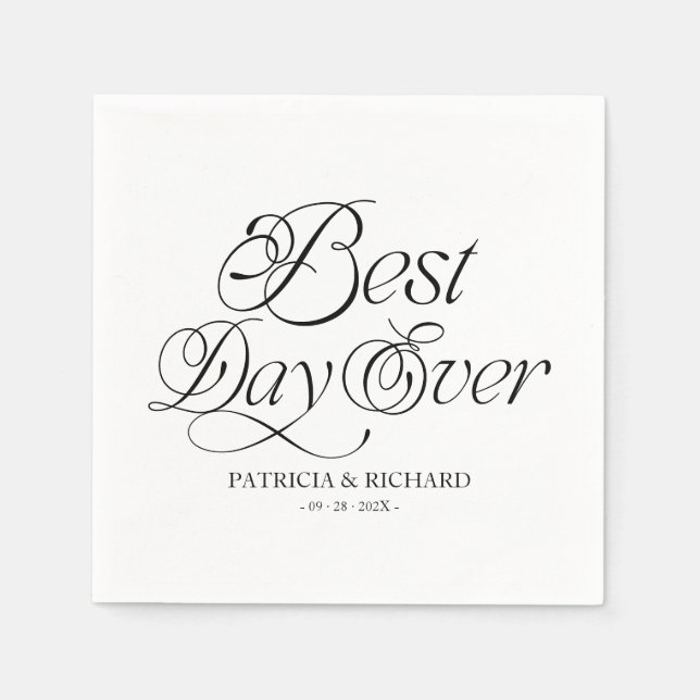 Best Day Ever Modern Minimalist Wedding Pappersservett (Framsidan)