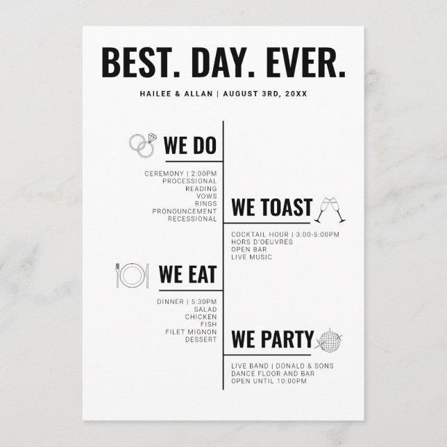 Best Day Ever Wedding Timeline Program (Framsida)