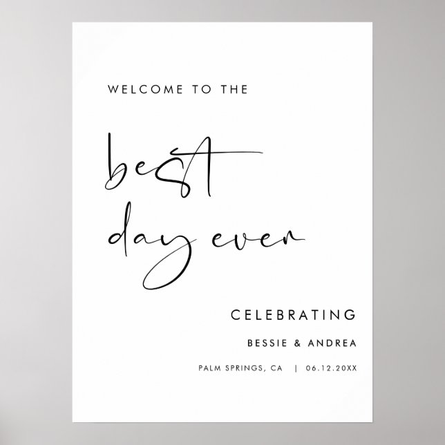 Best Day Ever Wedding Welcome Sign Poster (Framsidan)