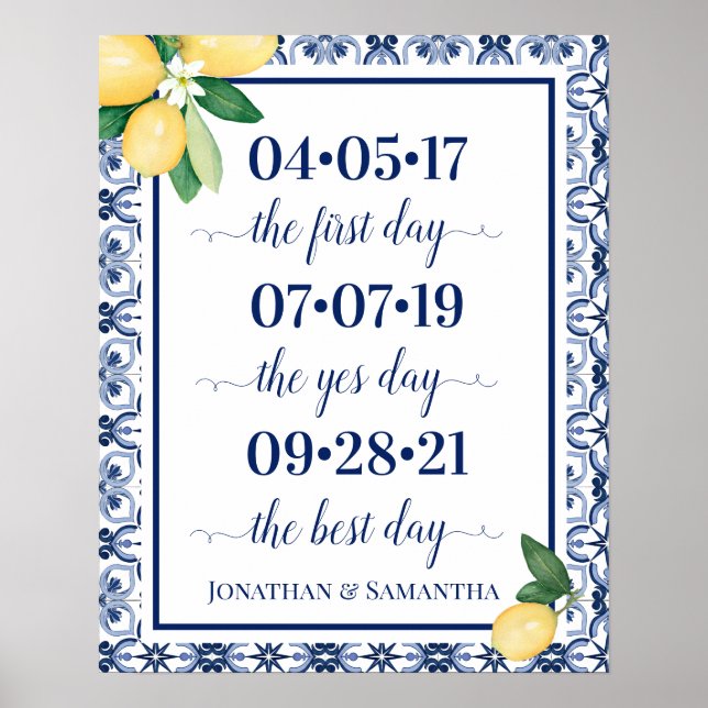 Best Day Wedding Date Yes Day Mediterranean Poster (Framsidan)