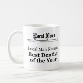 Best Dentist of The Year Newspaper Style Mug - Men Kaffemugg