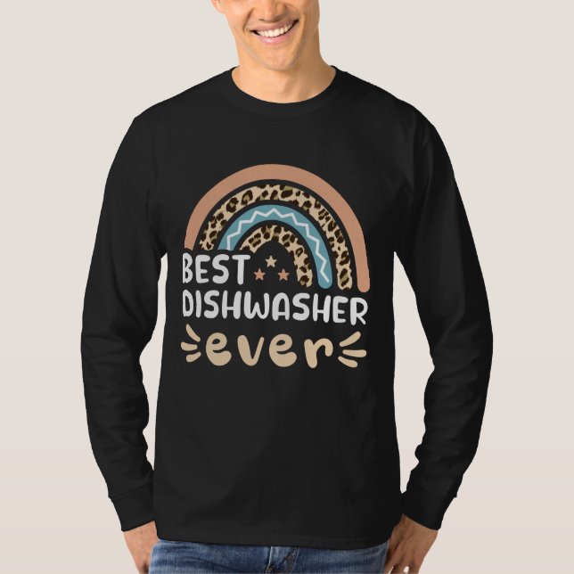 Best Dishwasher nånsin Leopard Rainbow Gift Mamma T Shirt (Framsida)