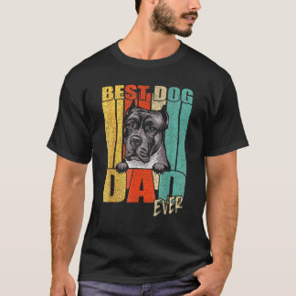 Best Dog Dad Ever Black Pitbull Fathers Day Vintag T Shirt