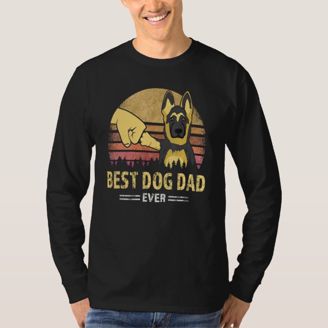 Best Dog Dad Ever German Shepherd Retro Puppy  Des T Shirt (Framsida)