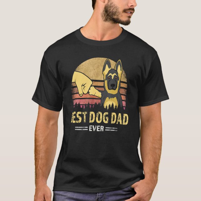 Best Dog Dad Ever German Shepherd Retro Puppy  Des T Shirt (Framsida)