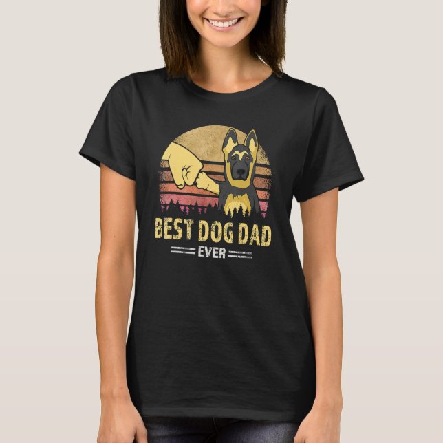 Best Dog Dad Ever German Shepherd Retro Puppy  Des T Shirt (Framsida)
