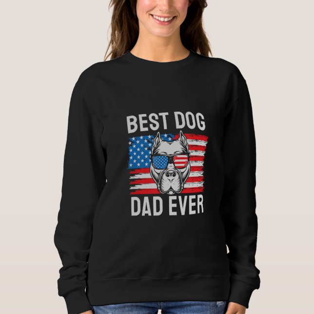 Best Dog Dad Ever Pitbull 4th of July T Shirt (Framsida)