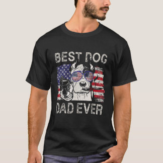 Best Dog Dad Ever Pitbull American Flag 4th Of Jul T Shirt