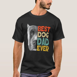 Best Dog Dad Ever Pitbull Father's Day Retro T Shirt