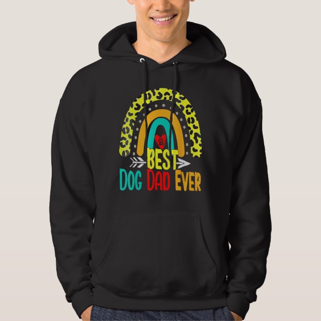 Best Dog Dad Ever Rainbow Daddy Papa Father s Day  Hoodie (Framsida)