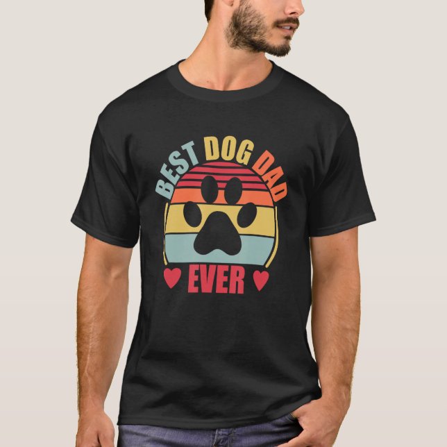 Best Dog Dad Ever  Retro Dog Paw T Shirt (Framsida)