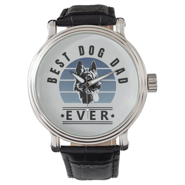 Best Dog Dad Ever Retro Sunset Armbandsur (Framsida)