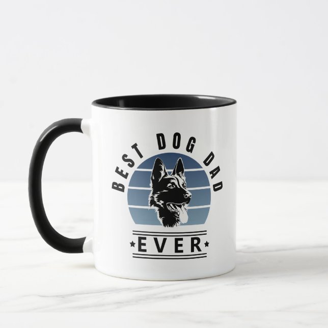 Best Dog Dad Ever Retro Sunset Mugg (Vänster)