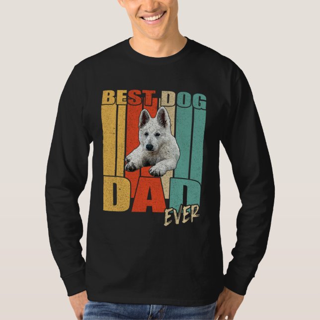 Best Dog Dad Ever Retro White German Shepherd Fath T Shirt (Framsida)