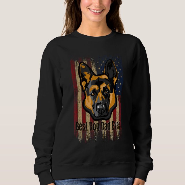 Best Dog Dad Ever US Flag, German shepherd America T Shirt (Framsida)