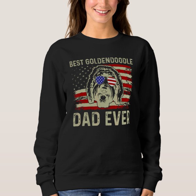 Best Dog Dad Ever Usa Flag Dad Joke Goldendoodle 4 T Shirt (Framsida)