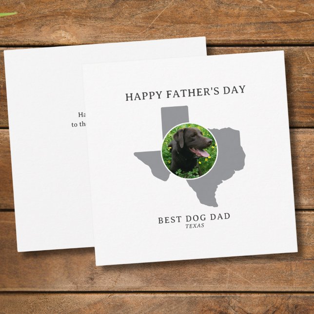 Best Dog Dad in Texas Photo Father’s Day  Julkort (Edit message inside card to personalize. All text editable, change text on front, too, if you wish)