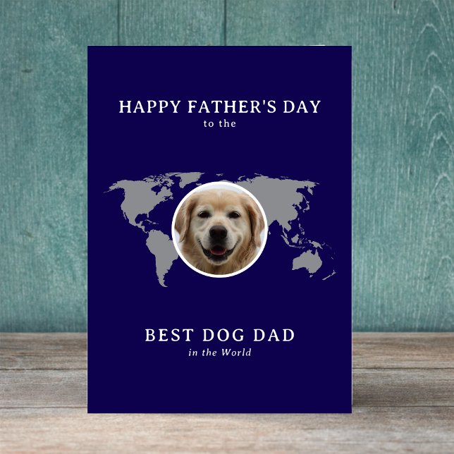 Best Dog Dad in the World Father's Day Photo Helgkort (Personalize message inside.  Edit text on card front if required. All text editable)