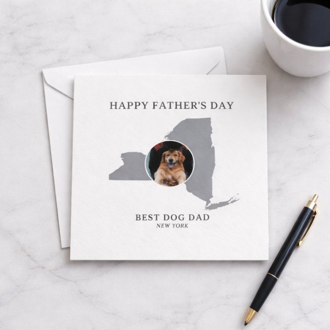 Best Dog Dad New York Photo Father’s Day Julkort (Personalize message on reverse, all text is editable, edit any text as required)