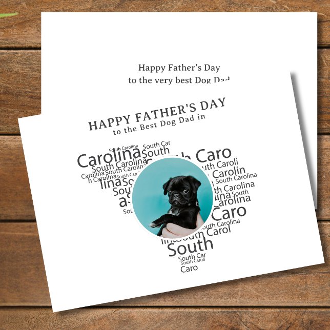 Best Dog Dad South Carolina  Father’s Day Photo Julkort (Personalize message on back, all text is editable.  Edit front text too, if you wish)